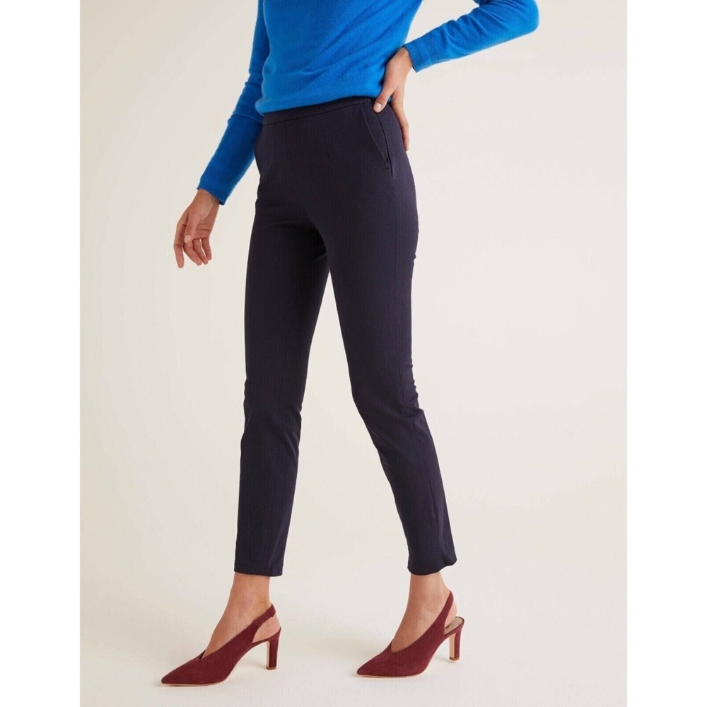 Boden Bi Stretch Navy Blue Trousers Pants Ankle Skinny‎ Straight Slimming